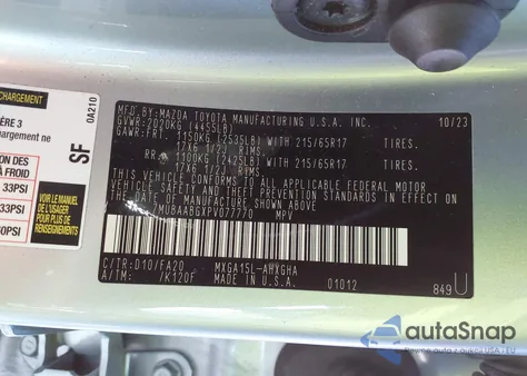 2023 Toyota Corolla Cross Le from USA, damaged, VIN 7MUBAABGXPV077770